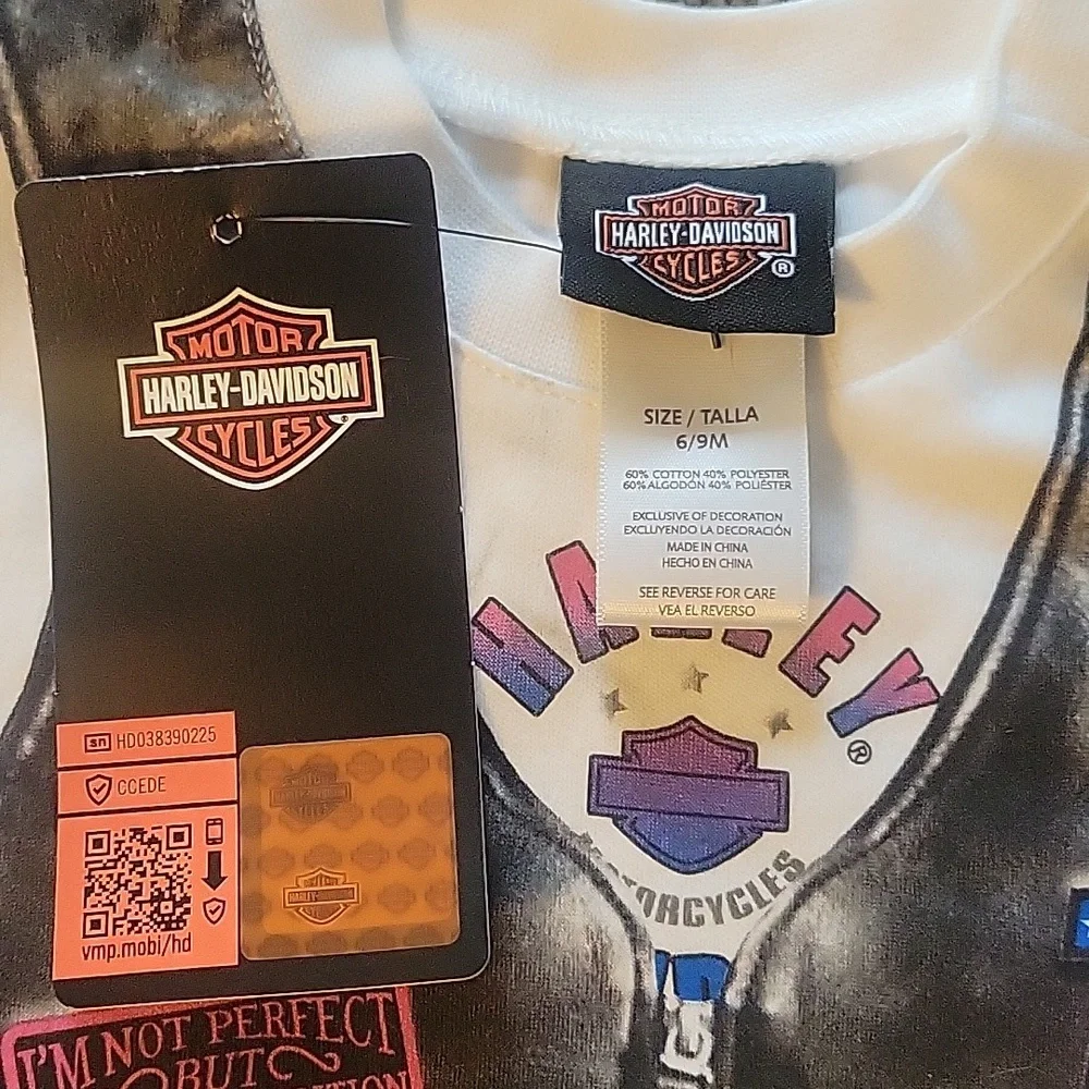 NWT Harley Davidson Faux Vest Onsie - Picture 4 of 5